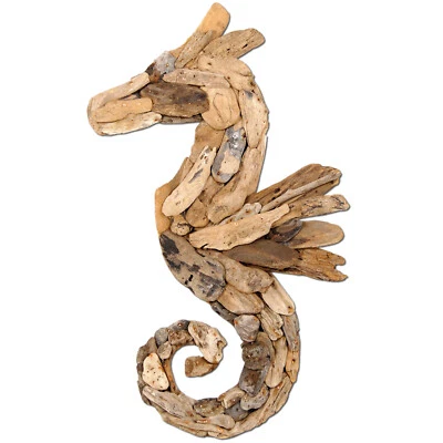 SEESTERN Treibholz Deko m. Seepferdchen (60cm) Motiv Wanddeko Driftwood Holzdeko - Bild 1 von 4