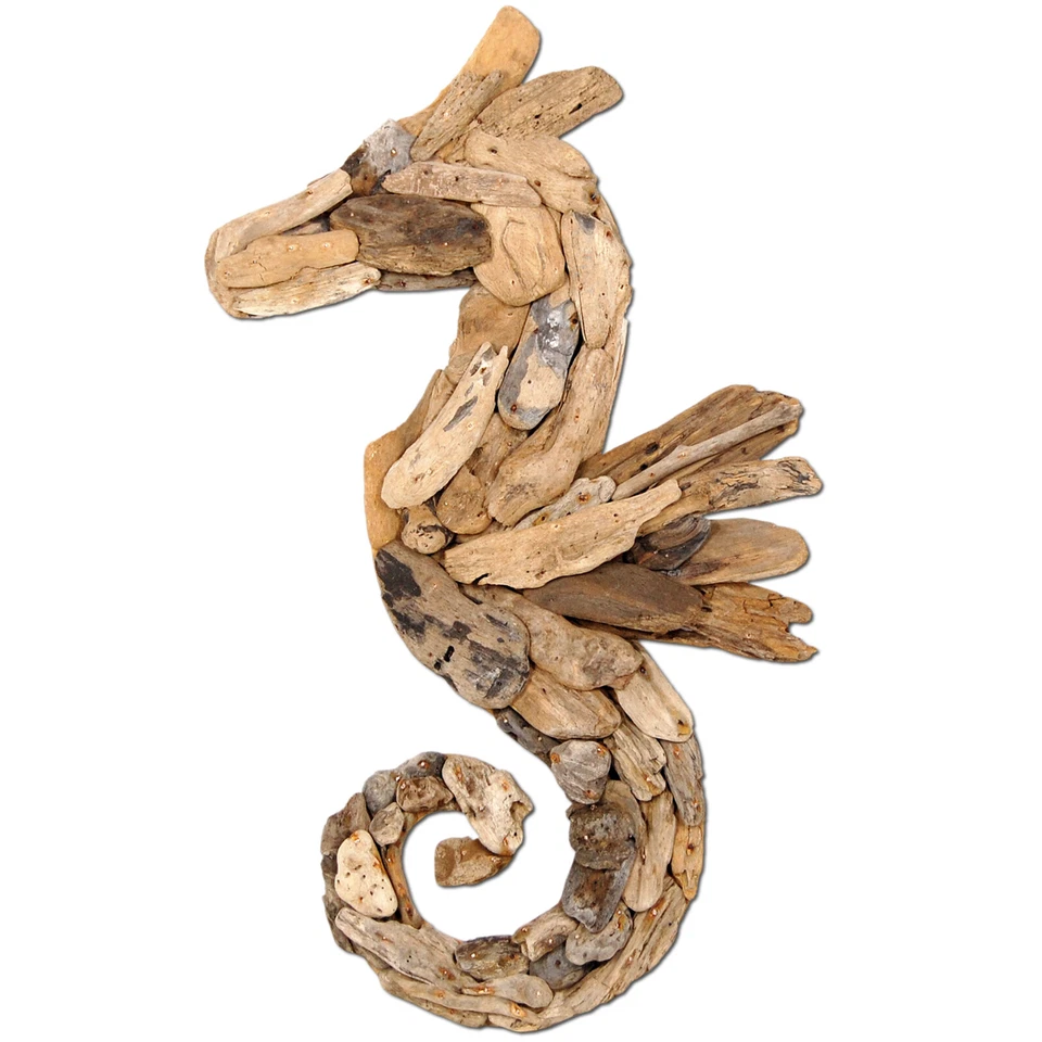 SEESTERN Treibholz Deko m. Seepferdchen (60cm) Motiv Wanddeko Driftwood Holzdeko - Bild 1 von 4