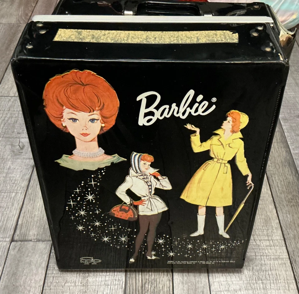 Muñeca Barbie vintage 1964 estuche de transporte armario baúl vinilo con cajones de cartón Foto 1 de 4