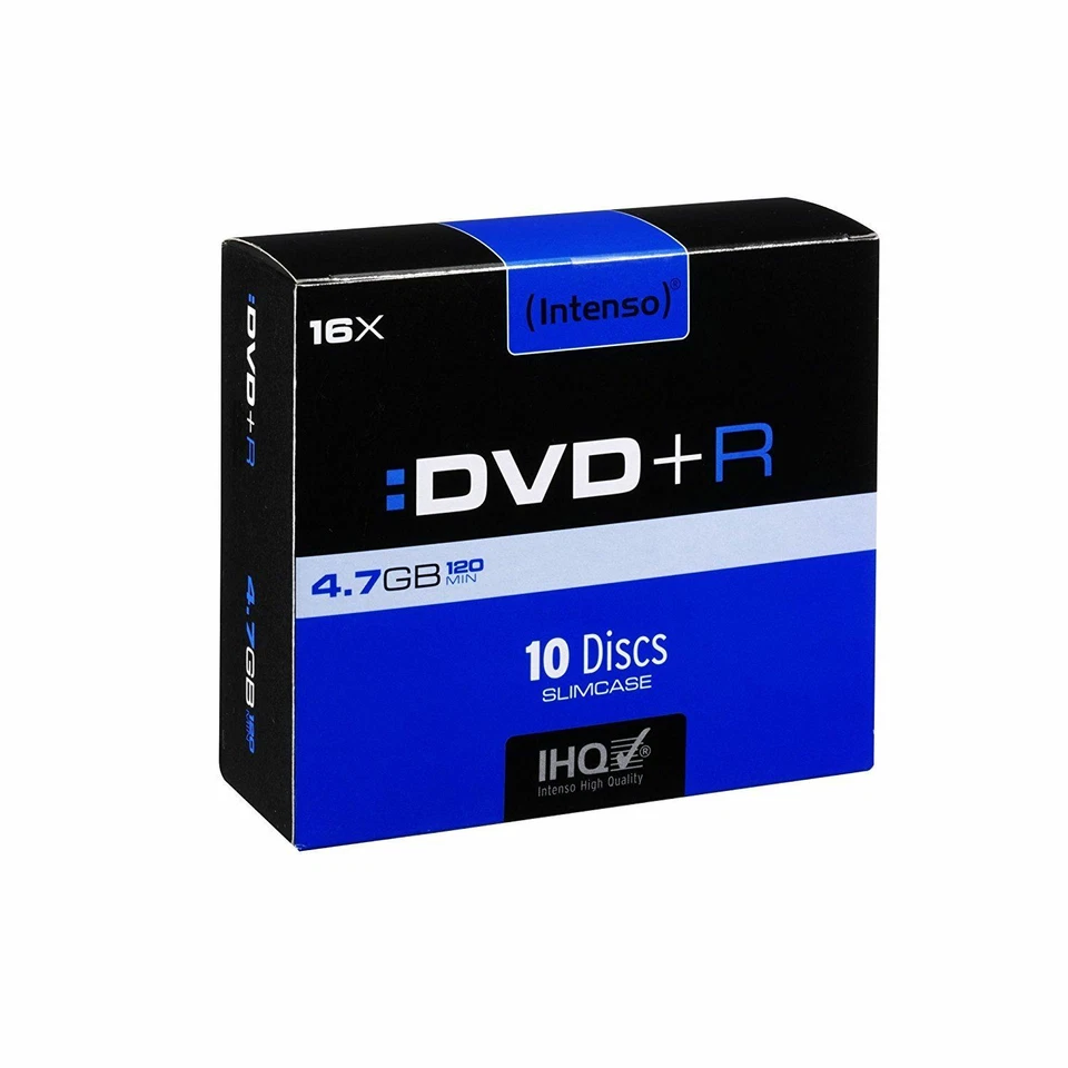 10x Intenso DVD+R 4.7GB 120min 16x Speed Blank Disks with Slim Cases - Image 1 of 1