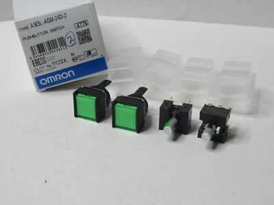 (NUEVO- lote de 2) Interruptor de botón verde OMRON A165L-AGM-24D-2 Foto 1 de 4