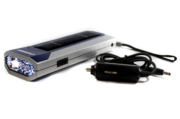 CARPOINT Solar LED Taschenlampe,KFZ 12V Ladegerät,5 LEDs,Akku,Lampe,Leuchte,Auto,Camping