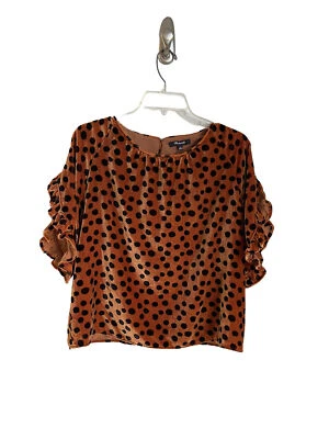 Madewell Marrón Terciopelo Memento Manga Volantes Leopardo Lunares K2790 Nuevo con Etiquetas Grande Foto 1 de 4