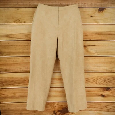 Pantalones de mujer Judith Hart Collection 14 beige marrón floral cintura elástica recta Foto 1 de 4