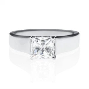 3/4 CT Diamond Engagement Ring Princess Cut F/VS2 14K White Gold Size Selectable - Picture 1 of 5