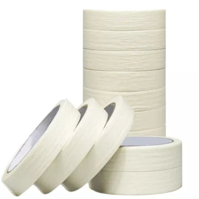 WHITE MASKING TAPE 24MM X 50M LOW TACK DIY ROLL ADHESIVE TAPE - Image 1 of 3