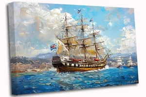HMS Victory Warship Canvas Print Wall Art Picture - Picture 1 of 7