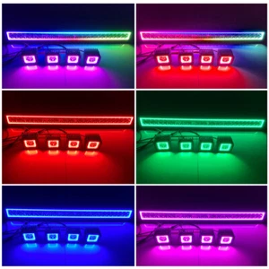 32'' RGB Led Light Bar + 4Pods 3'' Work Lights 5PCS Kit For Offroad RZR ATV UTV - Picture 1 of 12