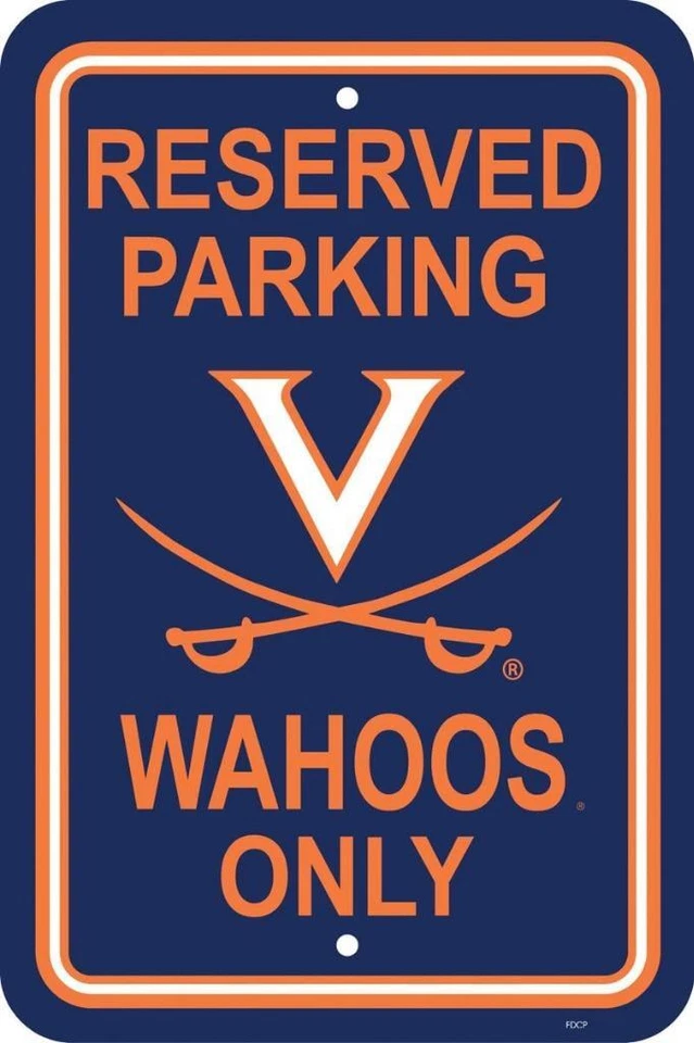 Letrero de estacionamiento reservado de plástico Virginia Cavaliers 12"x18" [NUEVO] placa de pared NCAA Foto 1 de 1
