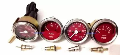 Smiths-52mm-Kit-Mechanical Water Temp-Oil-Fuel Volt Red Face Chrome ME - Image 1 of 4
