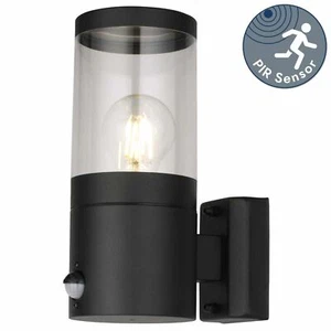 Modern Black Outdoor Porch PIR Motion Sensor Wall Light IP44 Security Light - Picture 1 of 6