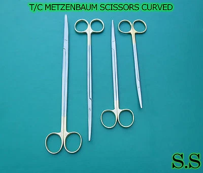  SET OF 4 PIECES T/C O.R GRADE METZENBAUM SCISSORS CURVED BLADE TIP 7" 8" 9" 10" - Image 1 of 3