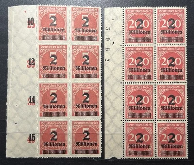 1923 German Empire 2 Millionen Overprint MNH Stamps 2 x Blocks Germany Reich Lot - Image 1 of 4