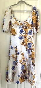 NWT Reformation Josie Floral Midi Dress Puff Sleeve Botanist Sz 10 - Picture 1 of 17
