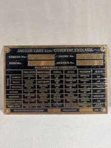 Nameplate Xk Mk Coventry Jaguar Brass Shield s99 Classic Car Verbrenner! Restp - Picture 1 of 7