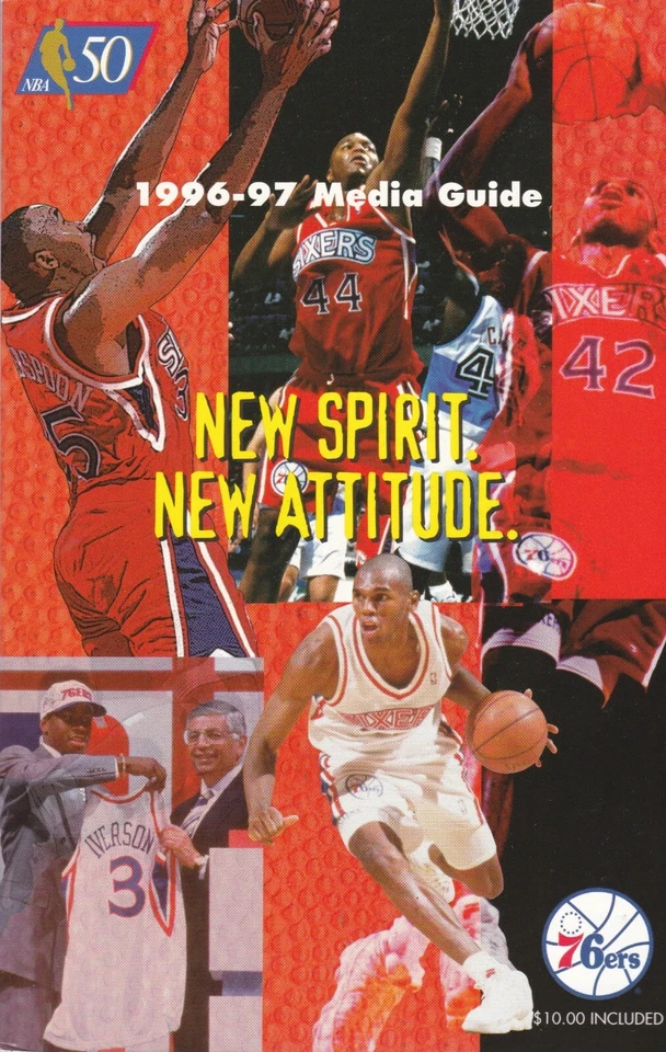 ALLEN IVERSON ROOKIE AÑO! NBA Philadelphia 76ers 1996-1997 GUÍA DE MEDIOS ¡COMO NUEVA! Foto 1 de 1