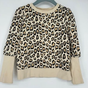 Janie & Jack Girl's Leopard Print Puff Sleeves Sweatshirt Size 4 - Picture 1 of 4