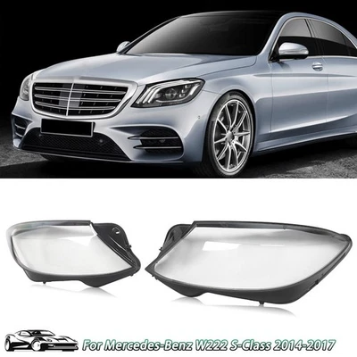 Pair Headlight Lamp Lens Cover For Mercedes-Benz W222 S-Class 2014-17 Left+Right Foto 1 de 4