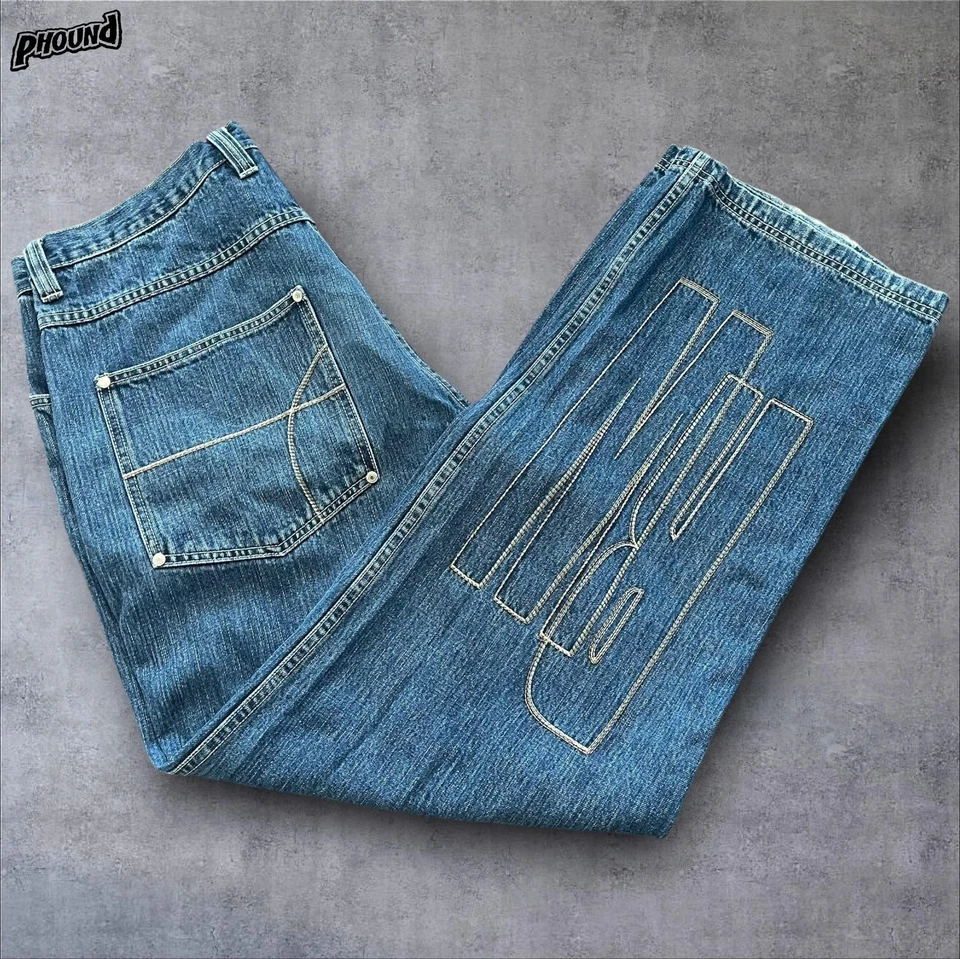 Rocawear Jeans Mens 38x34 Blue Baggy Wide Leg RW Embroidered Y2K Denim - Image 1 of 4