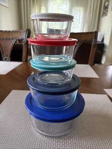 Pyrex 10 piezas. Juego de almacenamiento de alimentos de vidrio redondo para preparación de comidas. 5 tapas 5 cuencos - Imagen 1 de 11