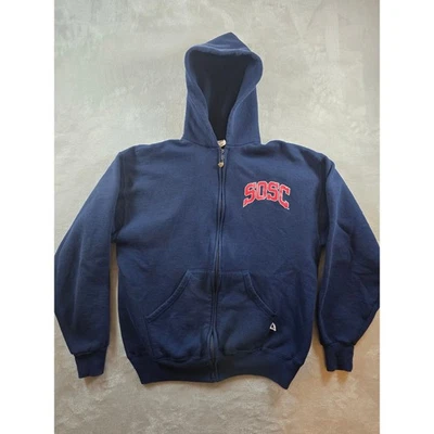 Винтажная толстовка с капюшоном L синяя на молнии сделано в США Специальные Олимпийские игры Южная Калифорния - Изображение 1 из 4