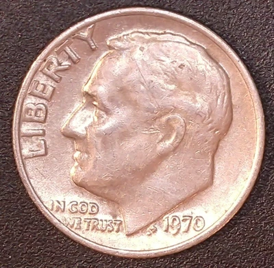 1970-P Roosevelt Dime 10C FS-901 Reverse of 1968-S Proof Variety Circulated - Image 1 of 2