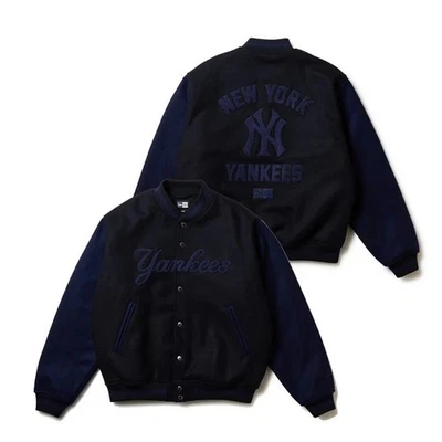 NEW ERA Melton Varsity Jacket New York Yankees Navy FW25 14682677 - Image 1 of 4