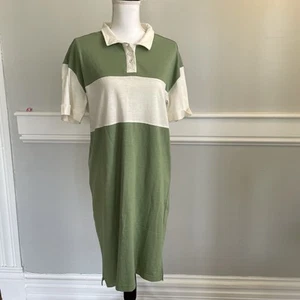 Downeast Rugby Dress Green And Ivory Casual Short Sleeve Size Medium NEW NWT - Picture 1 of 13