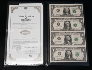 Hoja de cuatro billetes de la Reserva Federal Chicago serie de $1 1985 sin cortar - Imagen 1 de 5