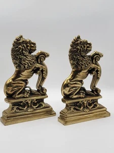 Antique 19th C Pair of French Empire Cast Brass Lion Doorstops / Home Decor. - Picture 1 of 14