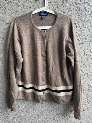 Suéter para mujer Charter Club 2 capas cachemir marrón botones talla L Foto 1 de 4