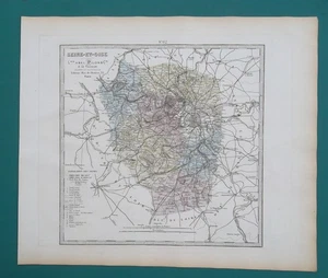 FRANCIA Dept Seine-et-Oise Parigi e dintorni - 1873 SUPERBA mappa 14x17" 36x43 cm - Foto 1 di 5
