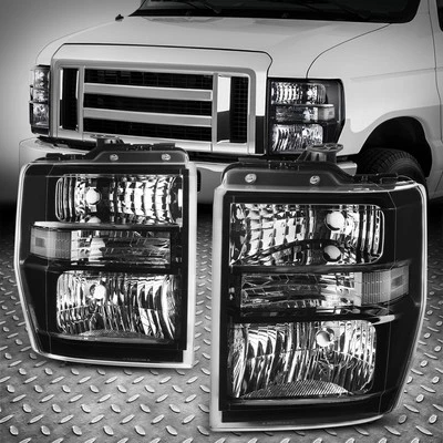 Faros negros/claros para Ford E150 E250 E350 E450 Super Duty F650 F750 08-21 Foto 1 de 4