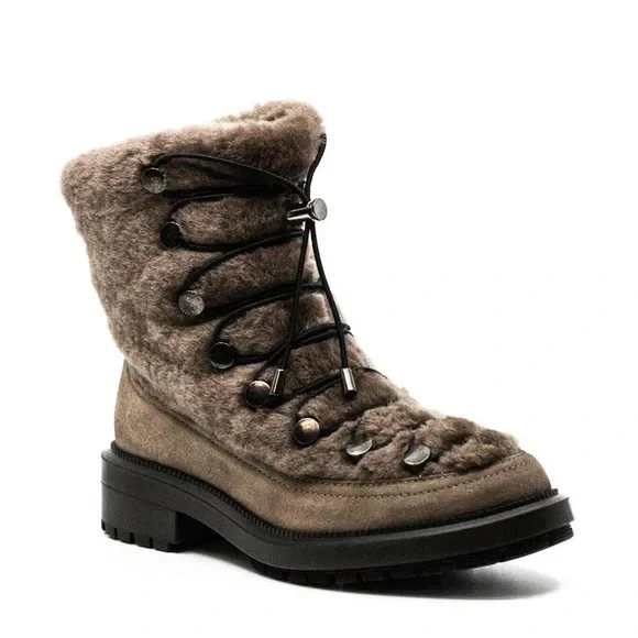 Aquatalia | Lorena Suede/Shearling Boots | Taupe Made in Italy. Size 7. Women’s