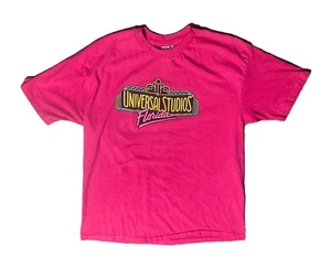 Vintage Universal Studios Shirt Men XL Pink Single Stitch Puff Spell Out 90s Tee - Picture 1 of 5