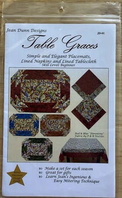 Jean Dunn Designs Table Graces Placemats Napkins Tablecloth Pattern Uncut - Image 1 of 2