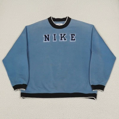 Sudadera vintage Nike cuello redondo para hombre XL azul bordado fieltro polar años 90 Foto 1 de 4