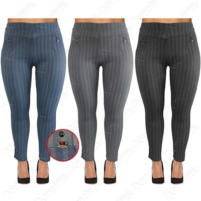 PANTALONES INTELIGENTES SEÑORA CON PATRÓN TWEED PARA MUJER CINTURA ELÁSTICA TALLA GRANDE PANTALONES 14-20 Foto 1 de 2