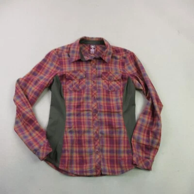 Camisa REI Mujer XS Manga Larga Bolsillos Botón Frontal Cuadros Foto 1 de 4