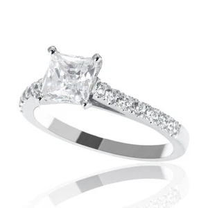 Nuevo anillo de compromiso de diamantes talla princesa de 1,35 quilates de oro blanco de 14 quilates H/SI2 - Imagen 1 de 5