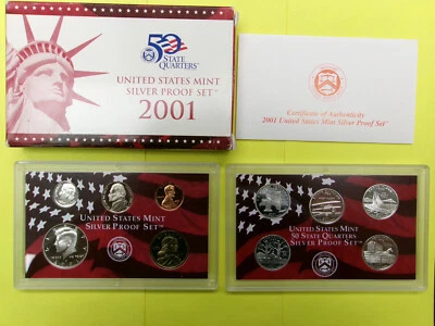 2001 U.S. Mint  Silver Proof Set, Includes State +Constitutional USPC01RB - Image 1 of 4