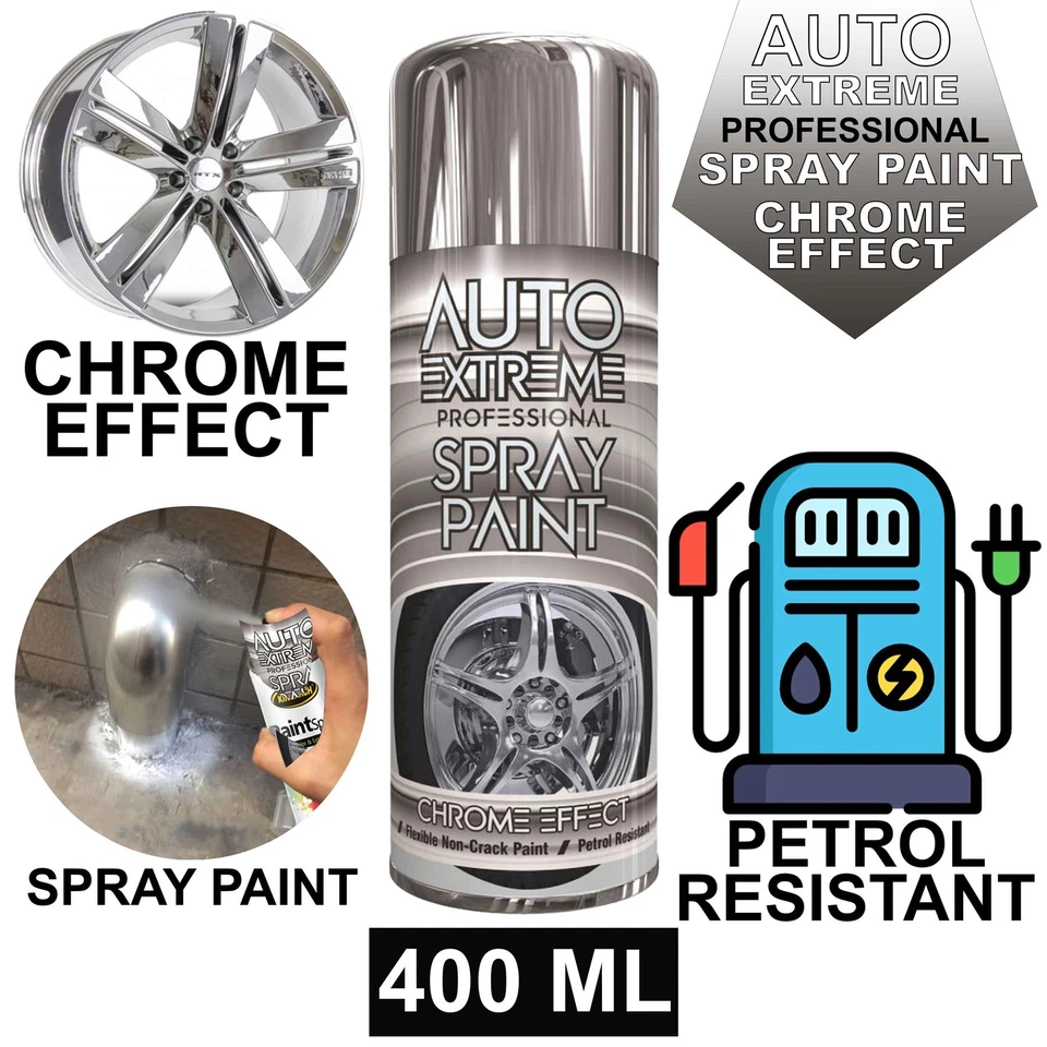 Chrome Foil Mirror Metallic Effect Auto Spray Paint DIY Car Aerosol 400ml - Image 1 of 1
