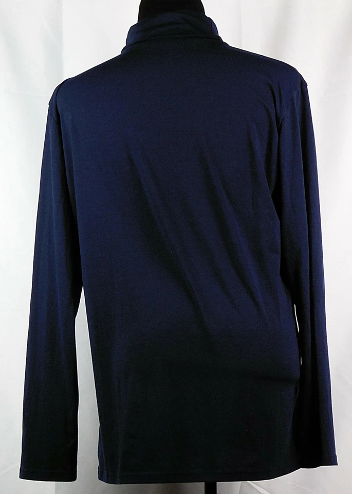 Camisa masculina gola alta poliéster manga longa azul marinho Allegra K 44 L - Imagem 1 de 2