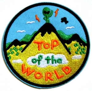 Alien Patch Iron Sew On Sci Fi  Motif Science Fiction UFO Space Hippy  - Picture 1 of 1