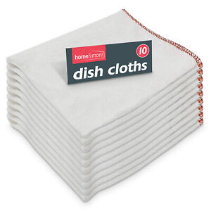 10pk Dish Cloths White Cotton Dishcloth Kitchen Cleaning Drying Absorbent Towels