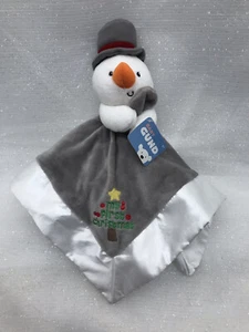 GUND Baby My First Christmas Snowman Lovey Plush Security Blanket Gray White NEW - Picture 1 of 10