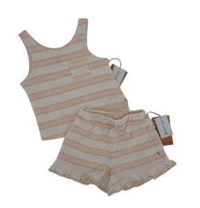 Easy Peasy Toddler Girls' 2T Pocket Tank & Ruffle Shorts Set – Stripes Light Pin - Picture 1 of 10