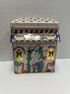 Galletas y dulces vintage con diseño de lata en forma de casa de tiendas dulces  - Imagen 1 de 7