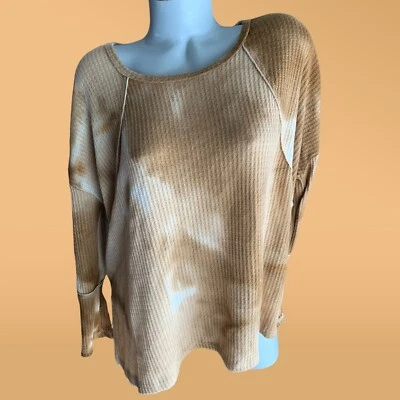 Blusa Forgotten Grace Marrón Top Manga Larga Talla L Gofre Suelta Cuello Redondo Foto 1 de 4