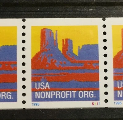 #2902 Nonprofit (5¢) Butte Plate Number Coil #S111 Strip of 5 Stamps 1995 PNC5 - Image 1 of 2
